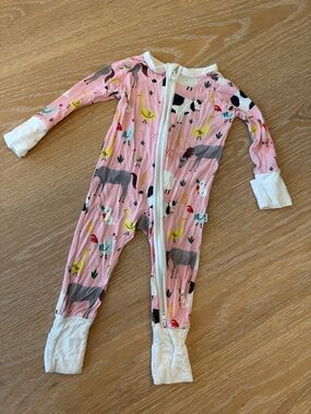 Little Sleepies Pink Farm Animals Zippy | 0-3 Months